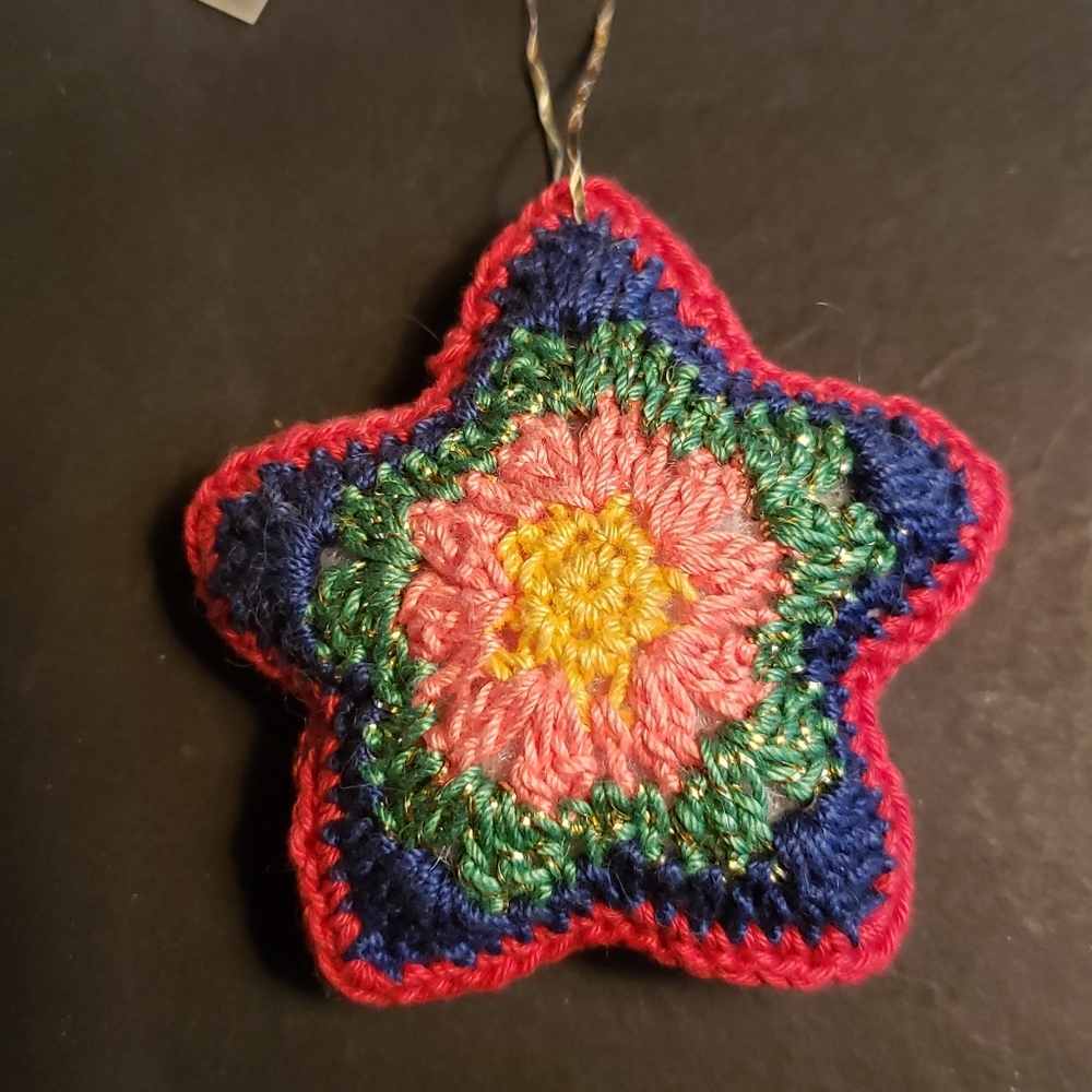 Hand Crafted Colorful Crochet Star Ornament